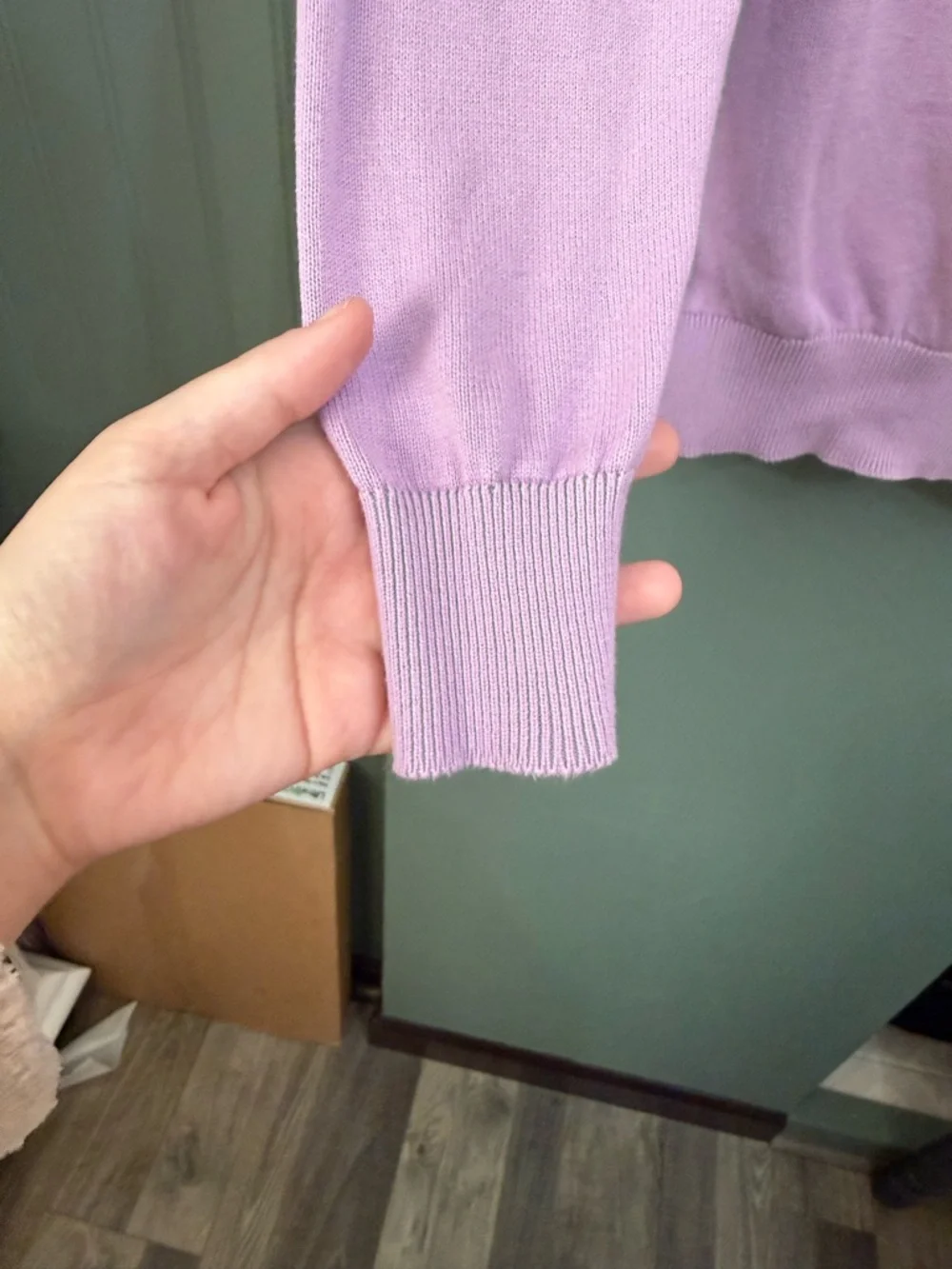 Pact Women's Lavender Polo Collar Organic Cotton Sweater Size Small